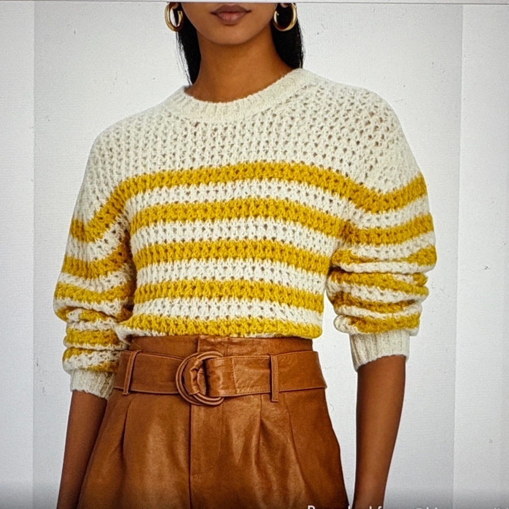 Mother Striped Alpaca Blend Crewneck Sweater S